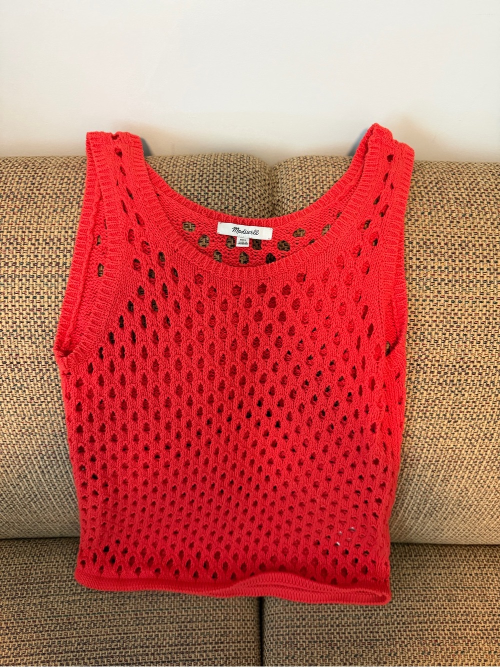 Madewell Red Crochet Knit Tank Top